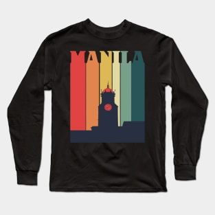 Manila City Hall Retro Rainbow Colors Long Sleeve T-Shirt